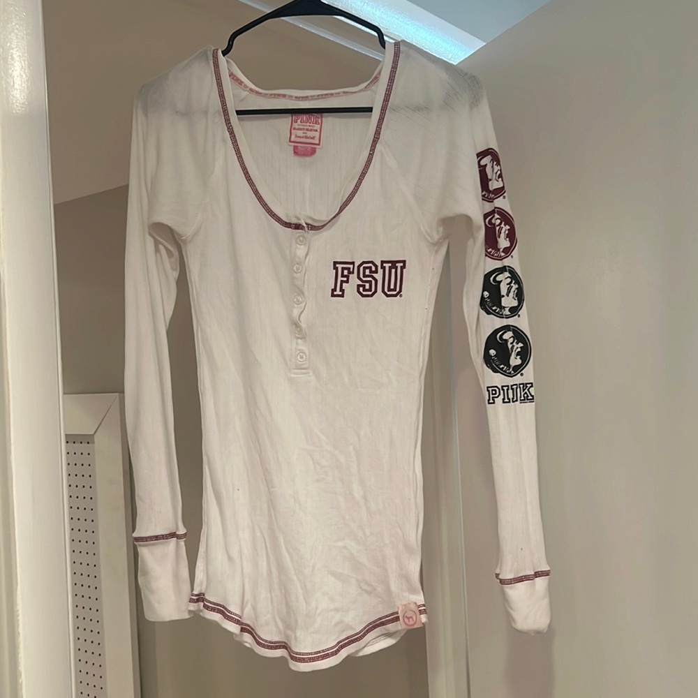 FSU Victoria’s Secret Pink College Collection white Henley